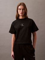 Polera Cropped con Monograma Negro Calvin Klein