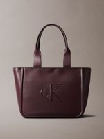 Cartera Tote Con Monograma Grabado Marrón Calvin Klein