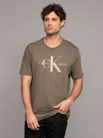 Polera Monogram Crew Cafe Calvin Klein