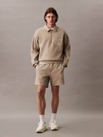 Short Punto Canalé Monograma Bordado Beige Calvin Klein