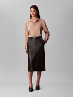 Falda Midi De Cuero Sintético Negro Calvin Klein
