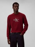 Polerón Felpa y Monograma Estampado Burdeo Calvin Klein