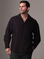 Camisa de lino mangas largas Negro Calvin Klein
