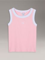 Polera Detalles Contraste Acanalada Rosado Calvin Klein