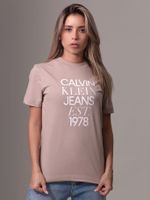 Polera Mixed Logo Regular Beige Calvin Klein