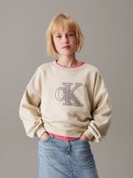 Polerón Niña Suelto Con Logo Beige Calvin Klein