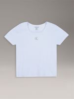 Polera Punto Canalé Cuello Cuadrado Blanco Calvin Klein