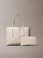 Cartera Tote Foil Logo Beige Calvin Klein