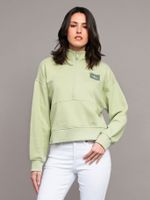 Polerón de felpa con cierre parcial Verde Calvin Klein