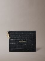 Tarjetero d Cuero Cocodrilo con Rfid Negro Calvin Klein