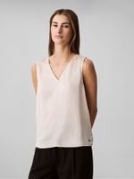 Blusa Plisse V-Neck Beige Calvin Klein