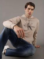 Polerón Gorro Seasonal CF Monologo Beige Calvin Klein