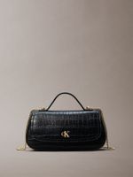 Bandolera Efecto Cocodrilo C Cadena Negro Calvin Klein