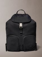 Mochila Con Solapa De Satén Y Nailon Negro Calvin Klein