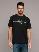 Polera manga corta cinta repetitiva Negro Calvin Klein