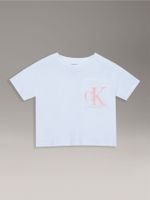 Polera Niña Boxy Oversize Monogram Blanco Calvin Klein