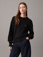 Sweater de algodón con monograma Negro Calvin Klein