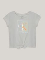 Polera Niña Split Monogram Sequin Gris Calvin Klein