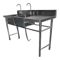 Lavafondos Doble Acero Inox. 150x60x90 cm. Secador derecho