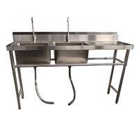 Lavafondos Doble Acero Inox. 175x60x90 cm. Secador derecho