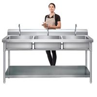 Lavafondos Triple Acero Inox. 180x60x90 cm.