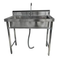 Lavafondos Acero Inoxidable 100x60x90 cm. Con Grifería