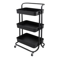 Carro Organizador Multiuso Negro Bandejas Plásticas