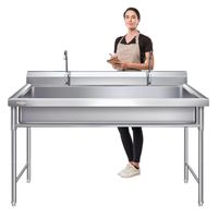 Lavafondos Acero Inoxidable 150x60x90 cm. Con Grifería