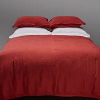 Set funda plumón 100% lino prelavado, color granate tamaño King.