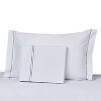 Juego sábanas King 200 hilos 50% alg - 50% pol, doble festón gris