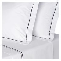 Juego sábanas King Premium 300 hilos 100% alg, doble festón acero/plata