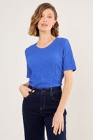 Polera Con Textura Arrugada Azul Ma Griffe 14202225013134