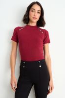 Polera Tejida Manga Corta Burdeos Ash 18207126051112