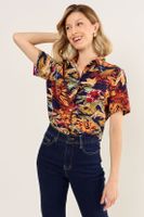 Blusa Camisera Estampada Azul Ma Griffe 14102126052104