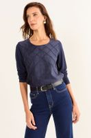 Polera De Suede Azul Ma Griffe 14202126007104