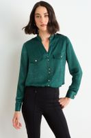 Blusa Lisa Manga Larga Verde Oliva Ash 14007126053107