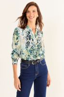 Blusa Cuello Mao Estampada Verde Oliva Ma Griffe 14102126057107