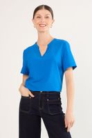 Blusas Manga Corta Azul Ma Griffe 14002225059134