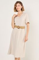 Vestido Con Cinturon Beige Ma Griffe 13002225007106