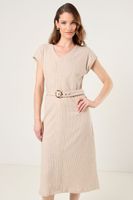 Vestido Rib Con Cinturon Beige Ma Griffe 13002225057106