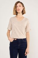 Polera Manga Corta Beige Ma Griffe 14302225055106