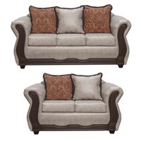 Juego de Living 3 2 Sofia PU Crema