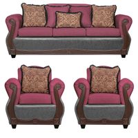 Juego de Living 3 1 1 Gran Columbia Burdeo Gris