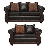 Juego de Living 3 2 Sofia PU Negro