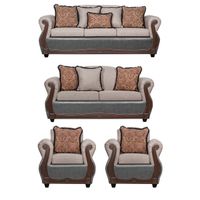 Juego de Living 3 2 1 1 Gran Columbia Beige Gris
