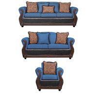 Juego de Living 3 2 1 Gran Columbia Azul Negro