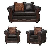 Juego de Living 2 1 1 Sofia PU Negro