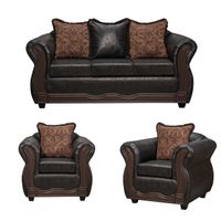 Juego de Living 3 1 1 Sofia PU Negro