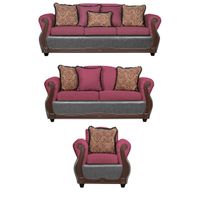 Juego de Living 3 2 1 Gran Columbia Burdeo Gris