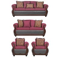 Juego de Living 3 2 1 1 Gran Columbia Burdeo Gris